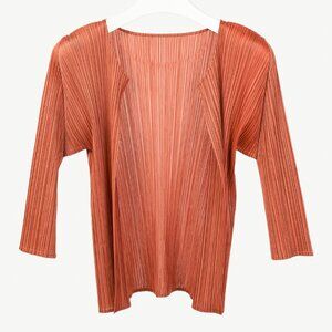 Pleats Please Issey Miyake Terracotta Open-Front Cardigan